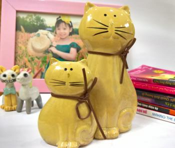 Đôi mèo gốm sứ